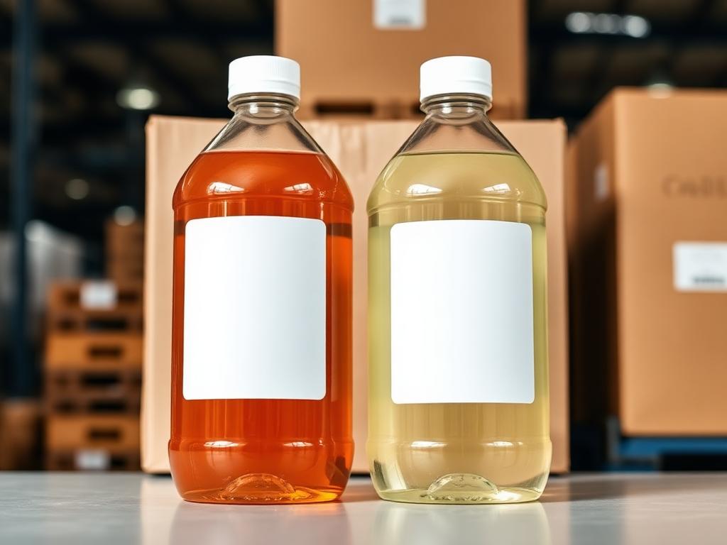 Two one-litre bottles of liquid crop nutrient concentrate